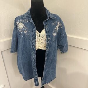 Vintage Jane Ashley Blue Oversized Polo Collar Shirt